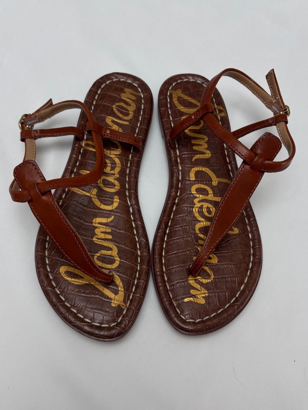 Sam Edelman Gigi Brown Leather Thong Sandals